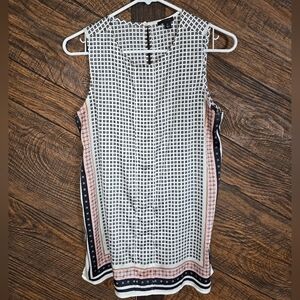 Ann Taylor Sleeveless Grid Pattern Blouse